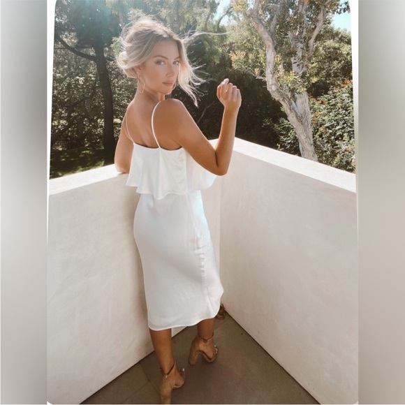 NADINE MERABI Ivory Silk Midi Dress - Picture 4 of 9